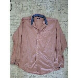 IZOD Mens Button Down Shirt XL Tall Plaid Checkered Long Sleeve Casual